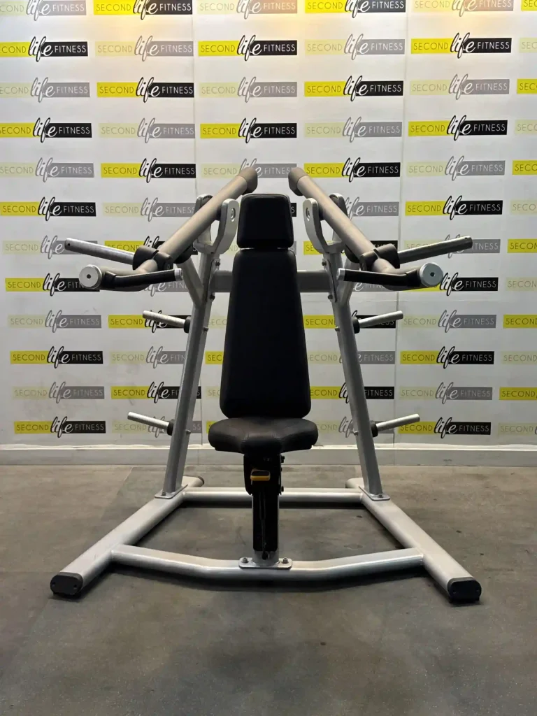 Front view of the Precor Shoulder Press Machine set up in a modern Dubai villa home gym, showing its 154 lbs powder-coated steel frame, precision-sealed bearings for silent motion, and ergonomic press handles—ideal for targeted deltoid workouts under AED pricing.